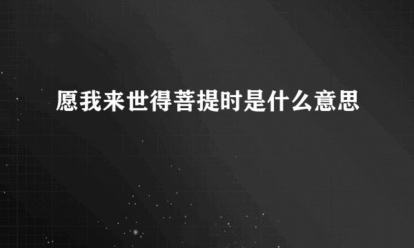 愿我来世得菩提时是什么意思