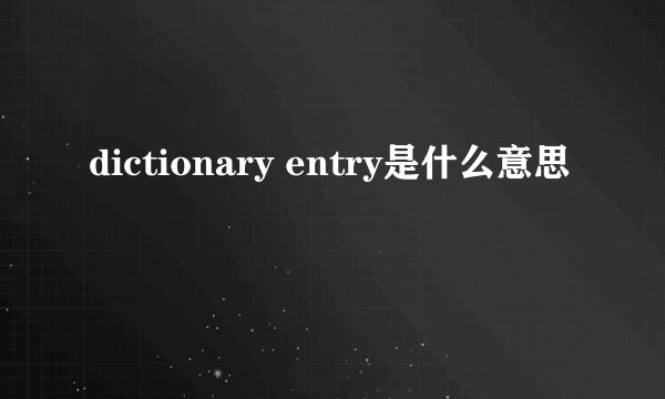 dictionary entry是什么意思