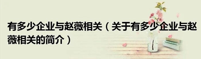 有多少企业与赵薇相关（关于有多少企业与赵薇相关的简介）