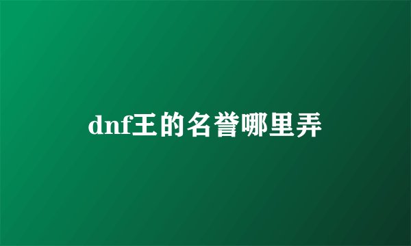 dnf王的名誉哪里弄