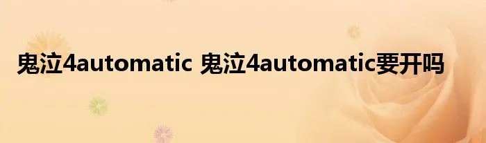 鬼泣4automatic 鬼泣4automatic要开吗