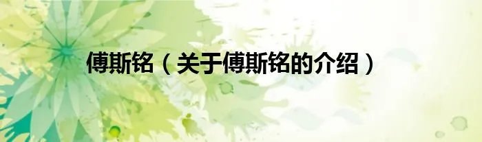 傅斯铭（关于傅斯铭的介绍）