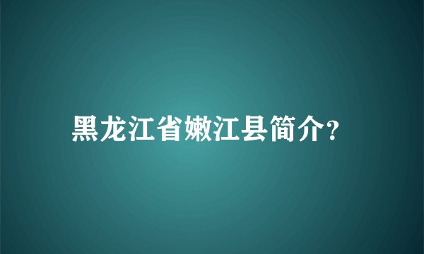 黑龙江省嫩江县简介？
