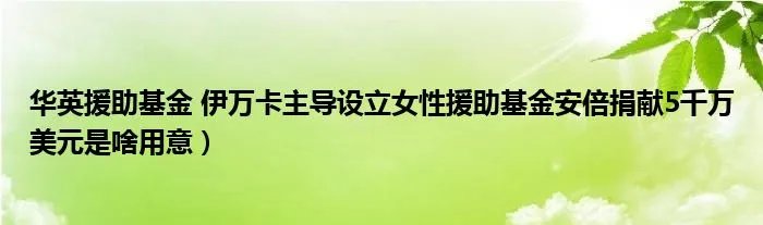 华英援助基金 伊万卡主导设立女性援助基金安倍捐献5千万美元是啥用意）