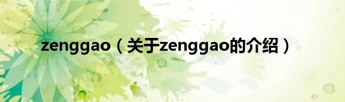 zenggao（关于zenggao的介绍）