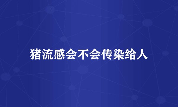 猪流感会不会传染给人