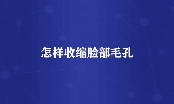 怎样收缩脸部毛孔