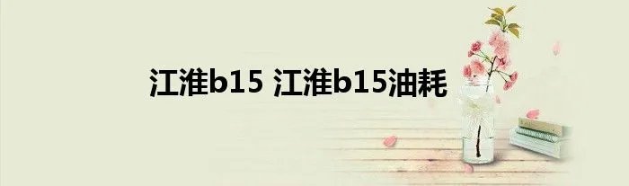 江淮b15 江淮b15油耗