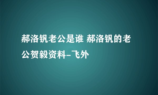 郝洛钒老公是谁 郝洛钒的老公贺毅资料-飞外