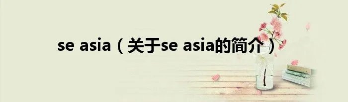 se asia（关于se asia的简介）