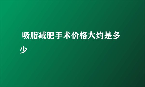  吸脂减肥手术价格大约是多少