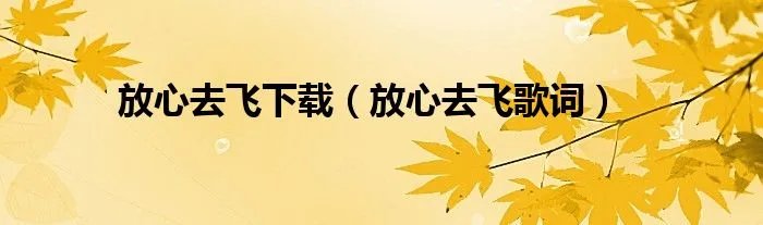 放心去飞下载（放心去飞歌词）