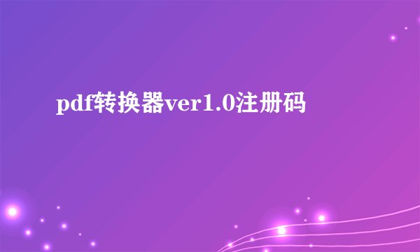 pdf转换器ver1.0注册码