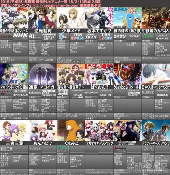 2016年4月新番一览表2.0版 阵容超强你要追哪些？