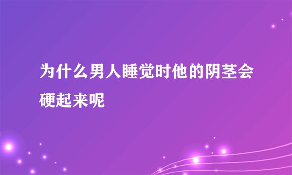 为什么男人睡觉时他的阴茎会硬起来呢