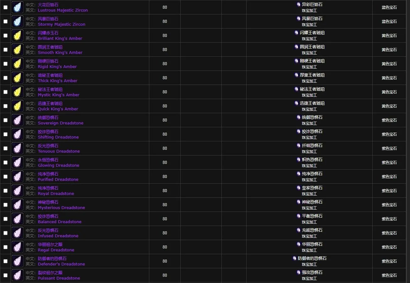 魔兽世界wlk珠宝图纸大全