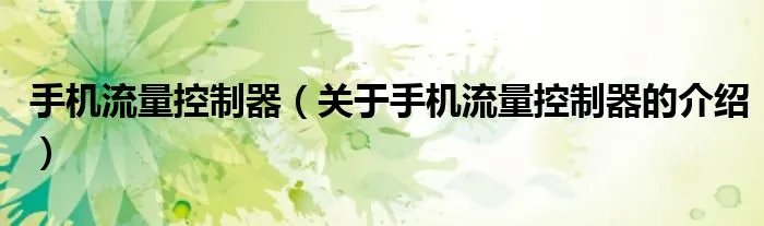 手机流量控制器（关于手机流量控制器的介绍）