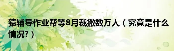 猿辅导作业帮等8月裁撤数万人（究竟是什么情况?）