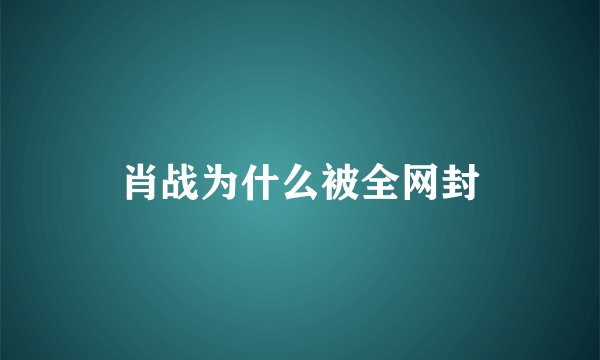 肖战为什么被全网封