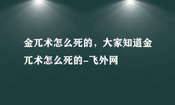 金兀术怎么死的，大家知道金兀术怎么死的-飞外网