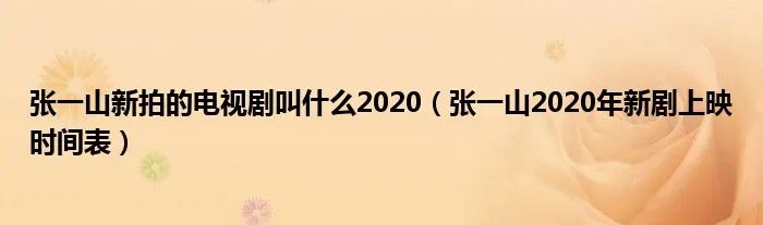 张一山新拍的电视剧叫什么2020（张一山2020年新剧上映时间表）