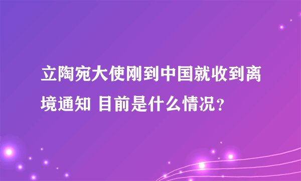 立陶宛大使刚到中国就收到离境通知 目前是什么情况？