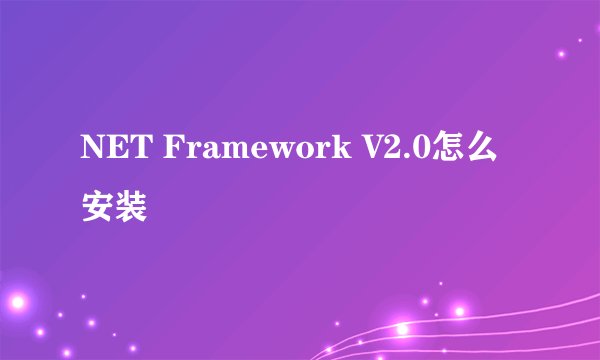NET Framework V2.0怎么安装
