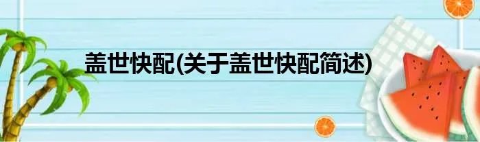 盖世快配(关于盖世快配简述)