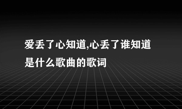 爱丢了心知道,心丢了谁知道是什么歌曲的歌词