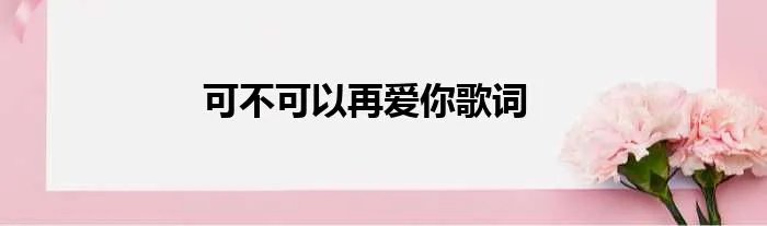 可不可以再爱你歌词