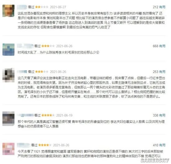 《1921》豆瓣评分6.7 再现先辈精神、情节稍显零碎