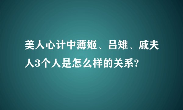 美人心计中薄姬、吕雉、戚夫人3个人是怎么样的关系?
