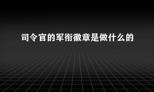司令官的军衔徽章是做什么的