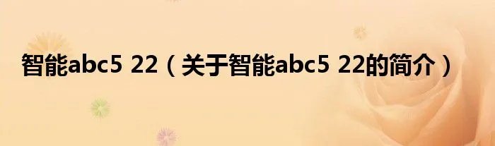 智能abc5 22（关于智能abc5 22的简介）