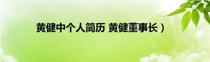 黄健中个人简历 黄健董事长）