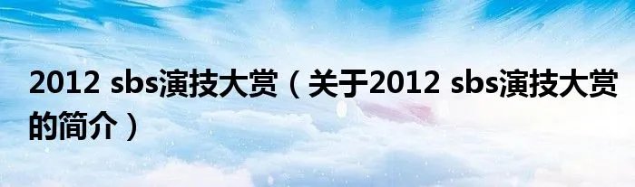 2012 sbs演技大赏（关于2012 sbs演技大赏的简介）