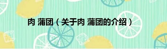 肉 蒲团（关于肉 蒲团的介绍）