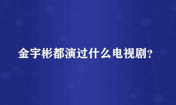 金宇彬都演过什么电视剧？