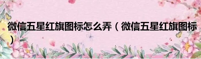 微信五星红旗图标怎么弄（微信五星红旗图标）