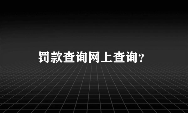 罚款查询网上查询？