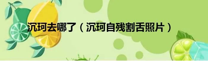 沉珂去哪了（沉珂自残割舌照片）