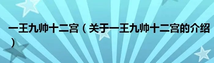 一王九帅十二宫（关于一王九帅十二宫的介绍）