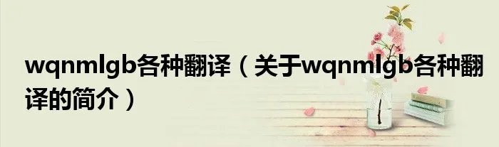 wqnmlgb各种翻译（关于wqnmlgb各种翻译的简介）