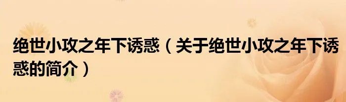 绝世小攻之年下诱惑（关于绝世小攻之年下诱惑的简介）