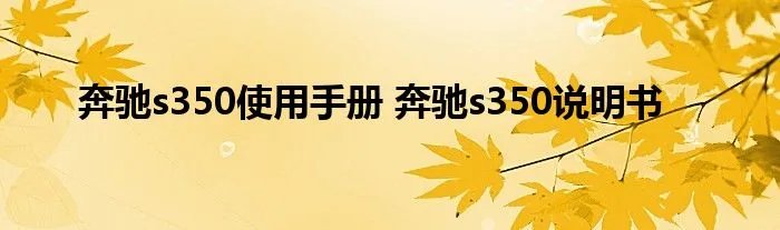 奔驰s350使用手册 奔驰s350说明书