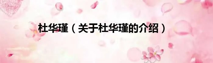 杜华瑾（关于杜华瑾的介绍）