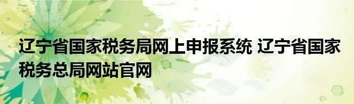 辽宁省国家税务局网上申报系统 辽宁省国家税务总局网站官网