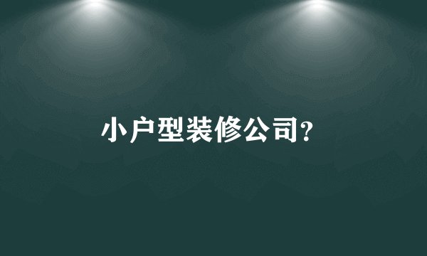 小户型装修公司？