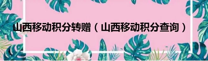山西移动积分转赠（山西移动积分查询）