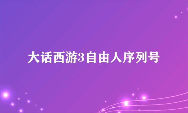 大话西游3自由人序列号